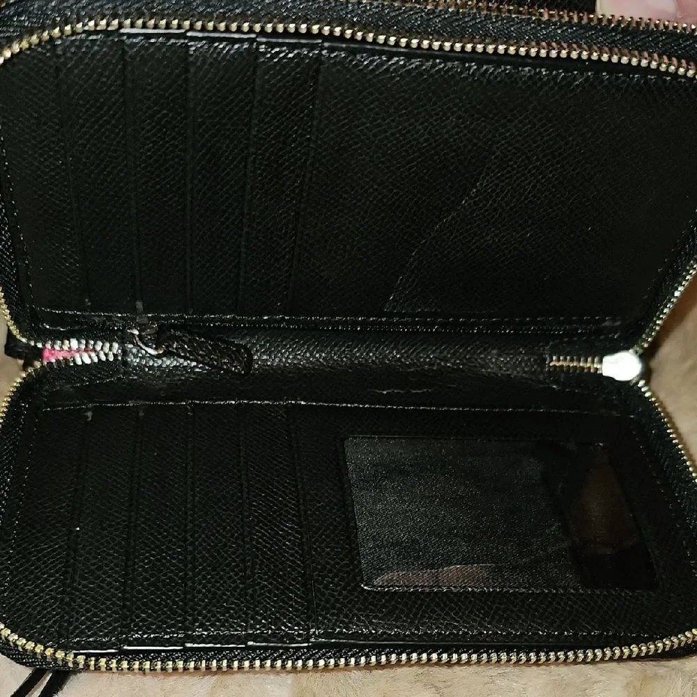 Coach Pink Floral Key Holder with Black Accents